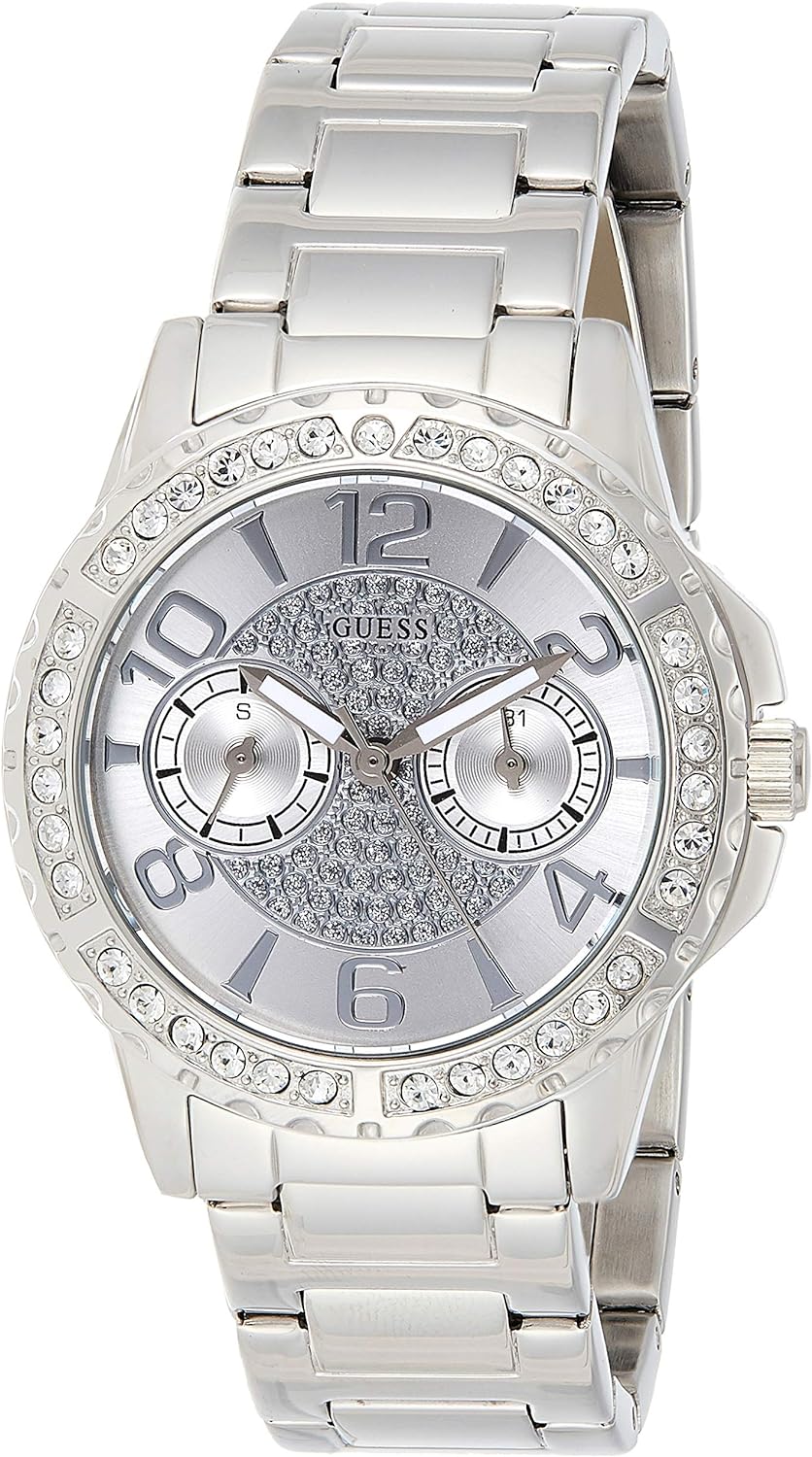 Guess Sassy Multifunction Quartz Silver Dial Silver Steel Strap Watch For Women - W0705L1