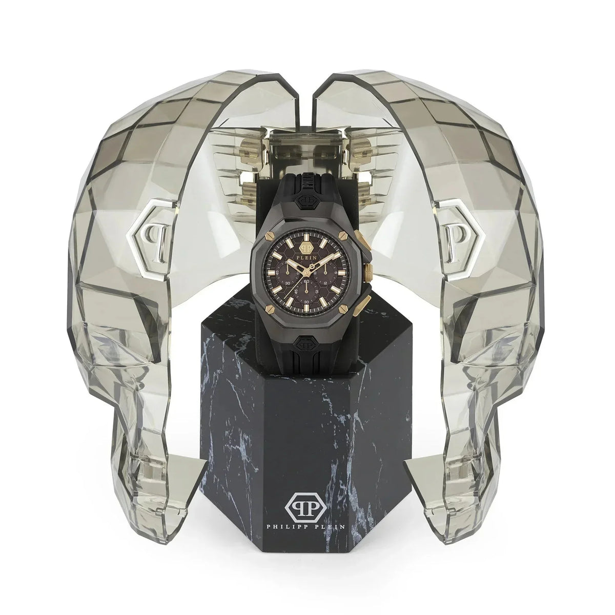 Philipp Plein Octagon Black Dial Black Silicone Strap Watch for Men - PWTBA0323