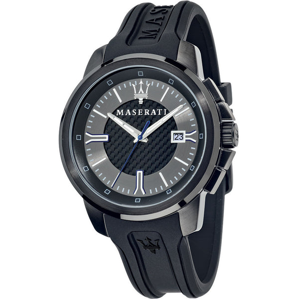 Maserati SFIDA Black Dial Black Rubber Strap Watch For Men - R8851123004