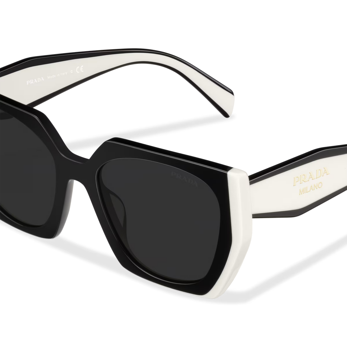 Prada Women Rectangular Frame Oil Black Sunglasses
