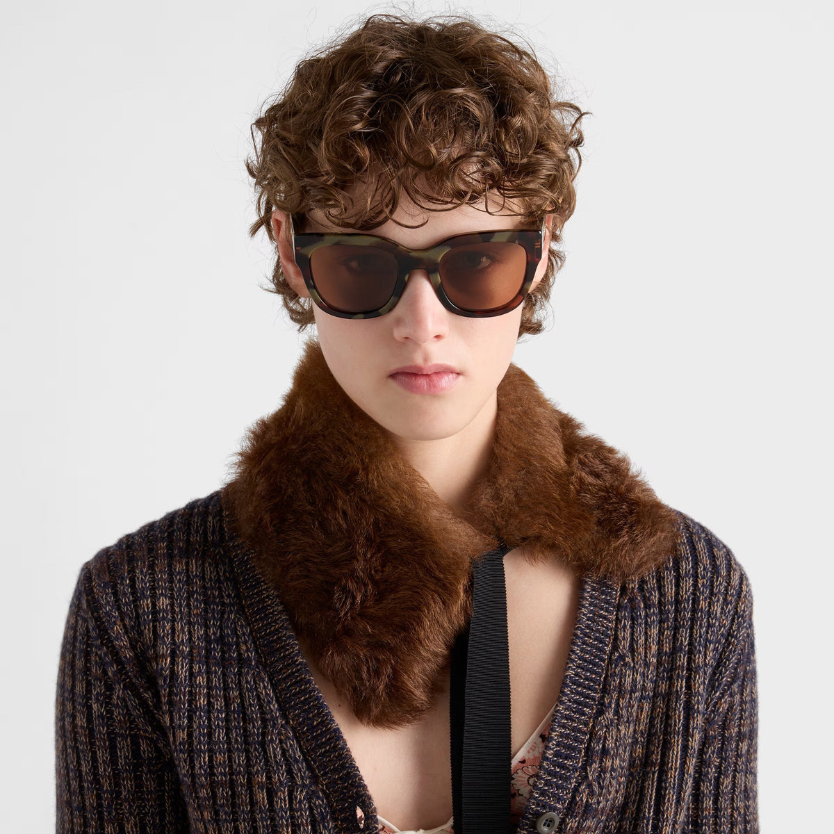 Prada Women Cat Eye Frame Matte Brown Tortoiseshell Sunglasses