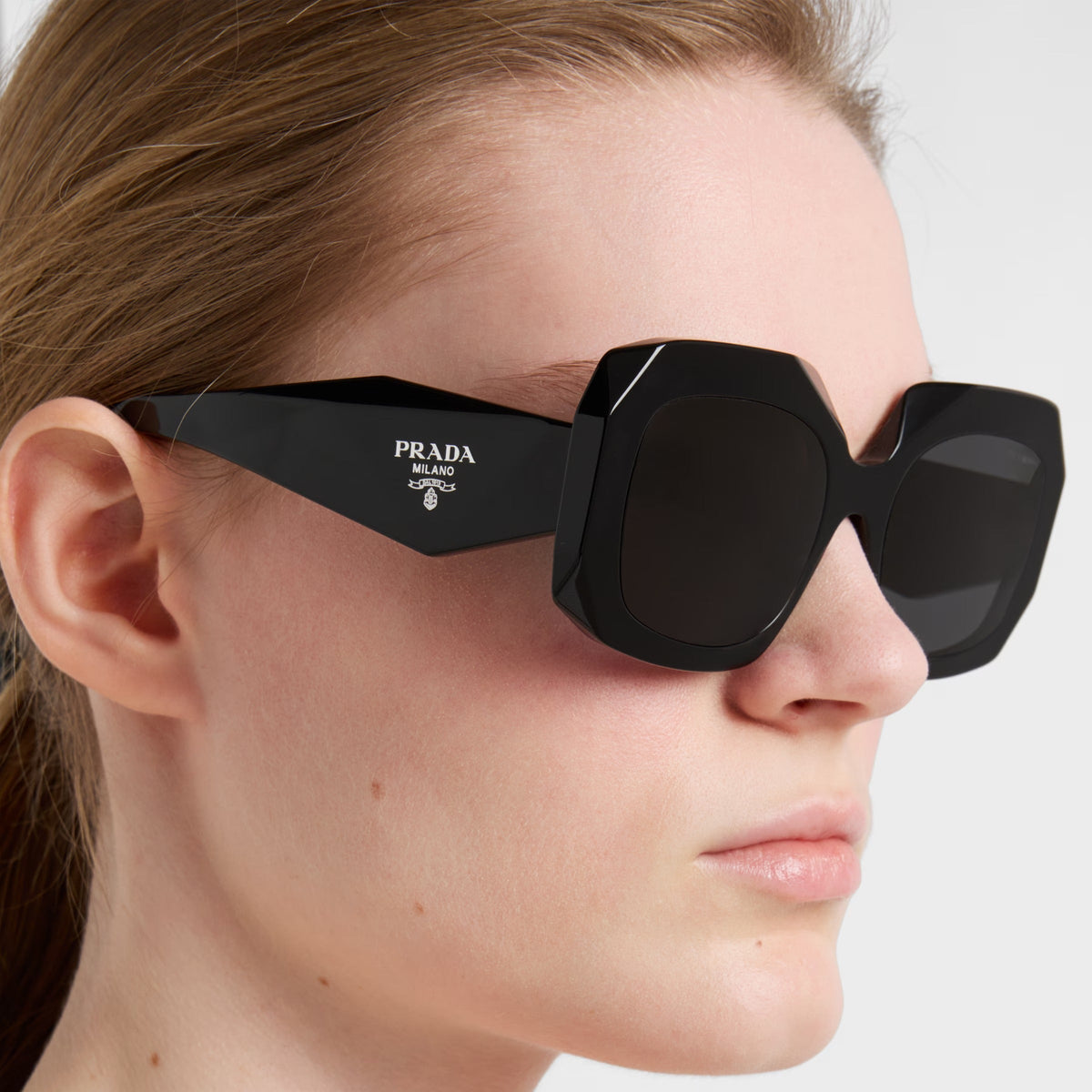 Prada Women Geometric Frame Black Sunglasses