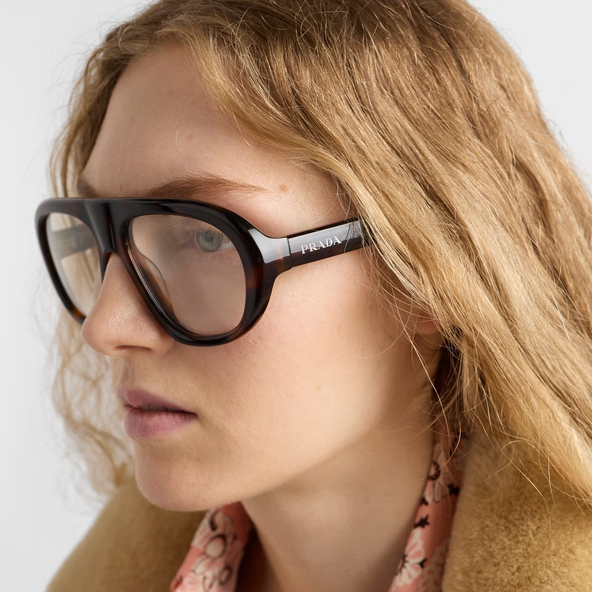 Prada Women Oversized Frame Brown Tortoiseshell  Sunglasses