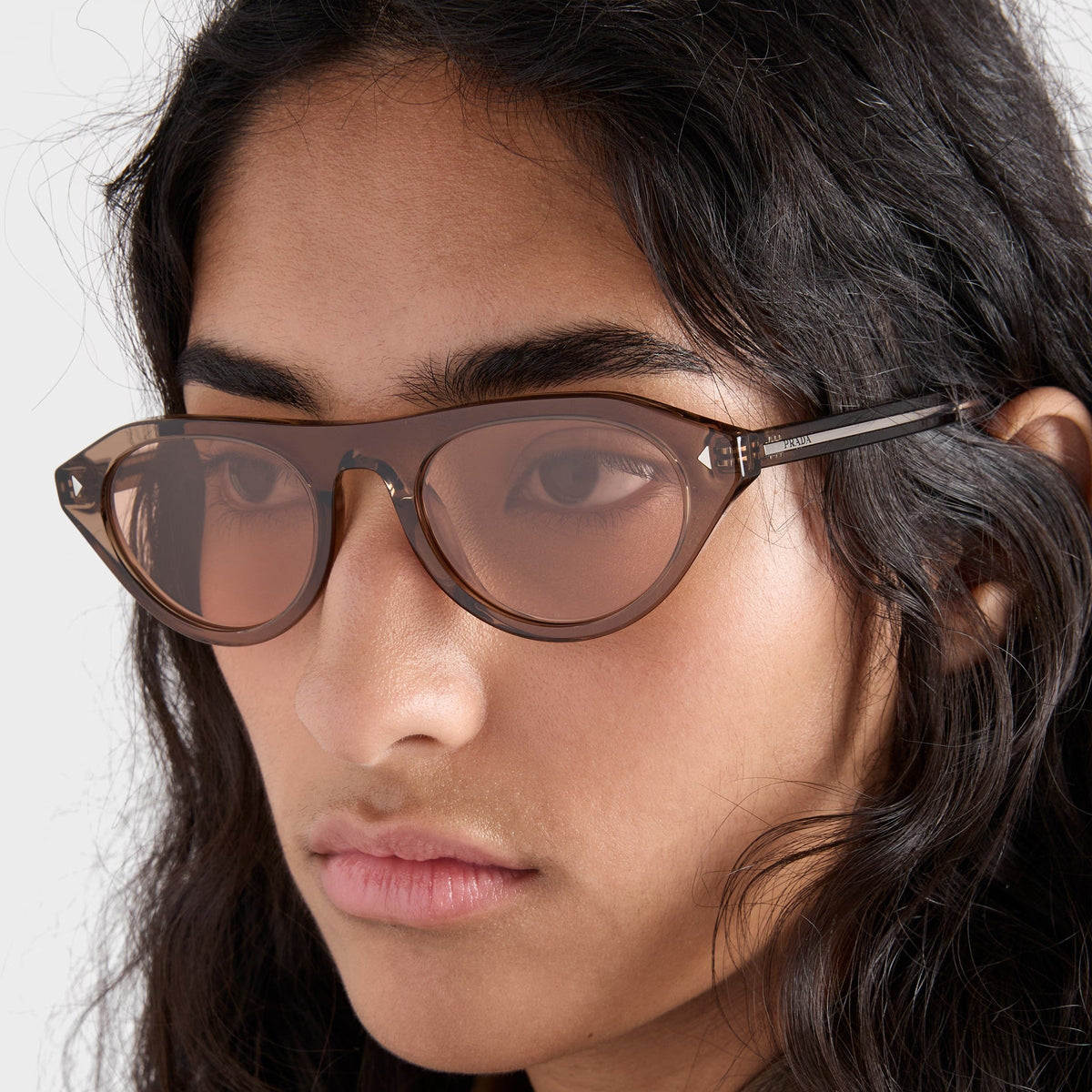 Prada Women Cat-Eye Frame Brown Sunglasses