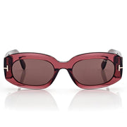 Tom Ford Women Rectangle Frame Shiny Bordeaux Sunglasses