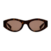 Gucci Women Oval Frame Shiny Brown Sunglasses