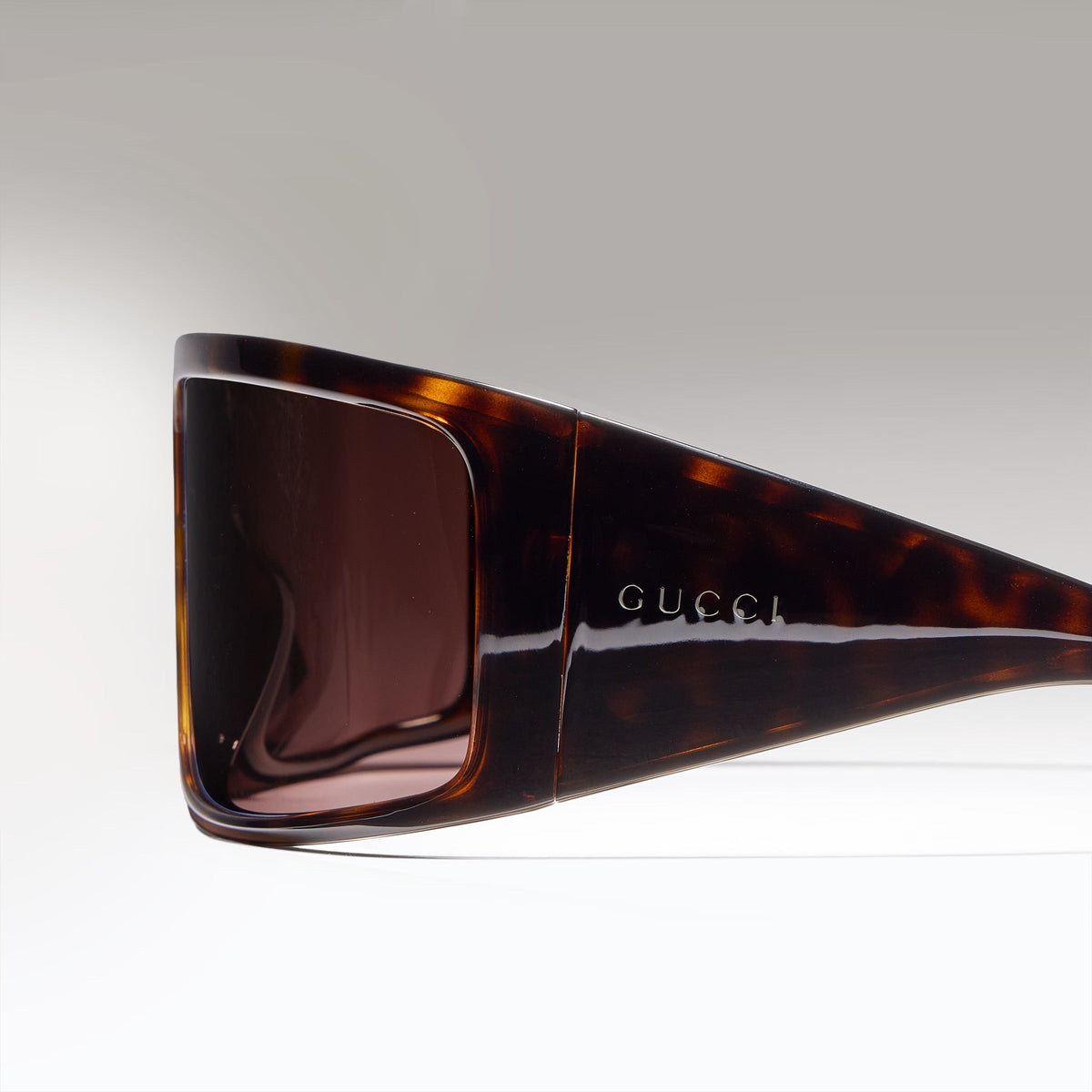 Gucci Women Mask Frame Brown Tortoiseshell Sunglasses