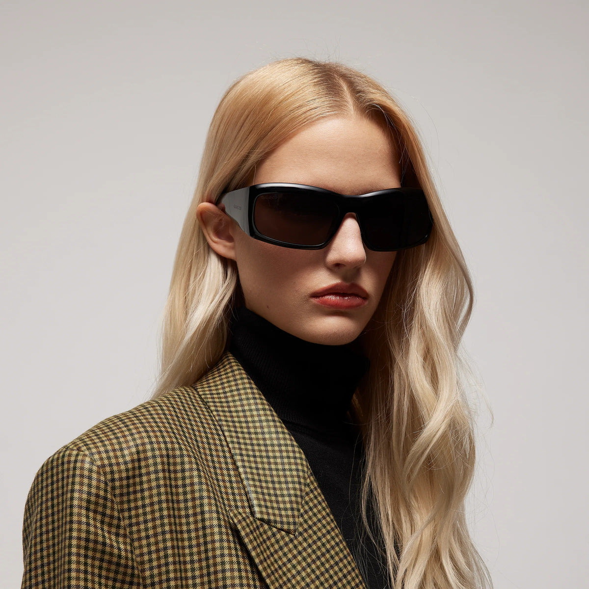 Gucci Women Rectangular Frame Black Sunglasses