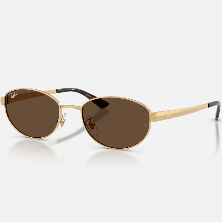Ray Ban Men Oval Frame Copper Gold Sunglasses