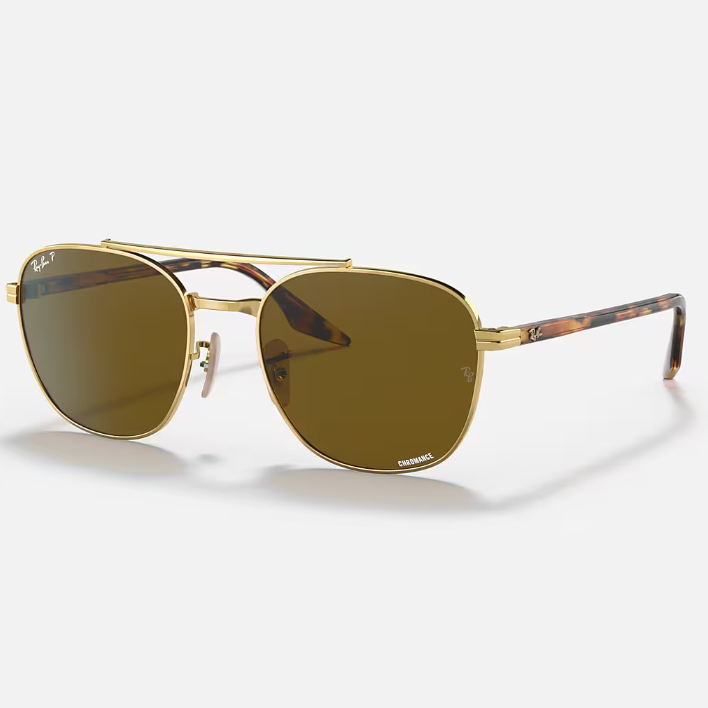 Ray Ban Women Square Frame Golden Bronze Sunglasses