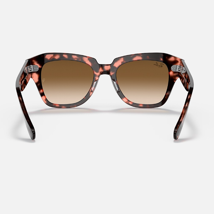 Ray Ban Women Square Frame Polished Pink Havana Sunglasses