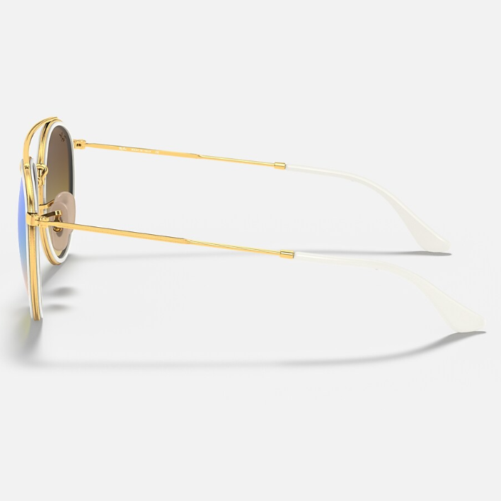Ray Ban Women Round Frame Polished Shiny Gold Sunglasses