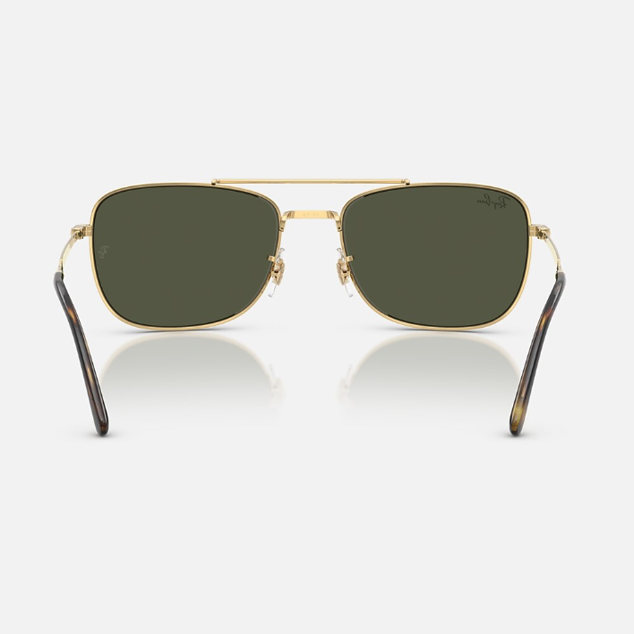 Ray Ban Women Rectangle Frame Shimmer Gold Sunglasses