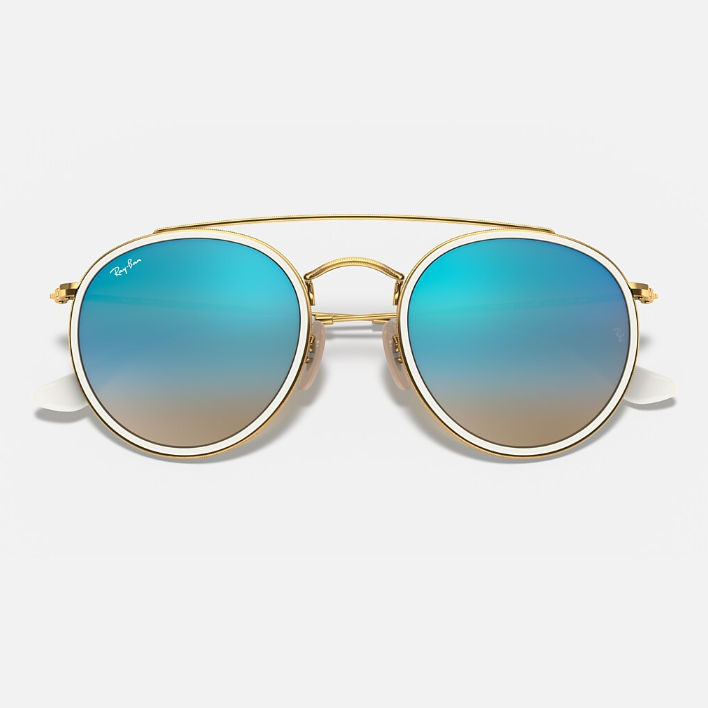 Ray Ban Women Round Frame Polished Shiny Gold Sunglasses