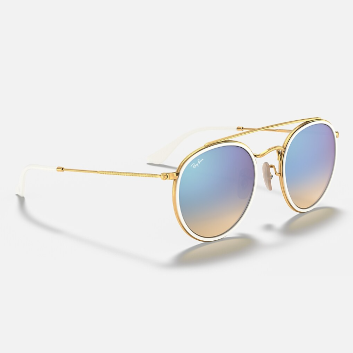 Ray Ban Women Round Frame Polished Shiny Gold Sunglasses