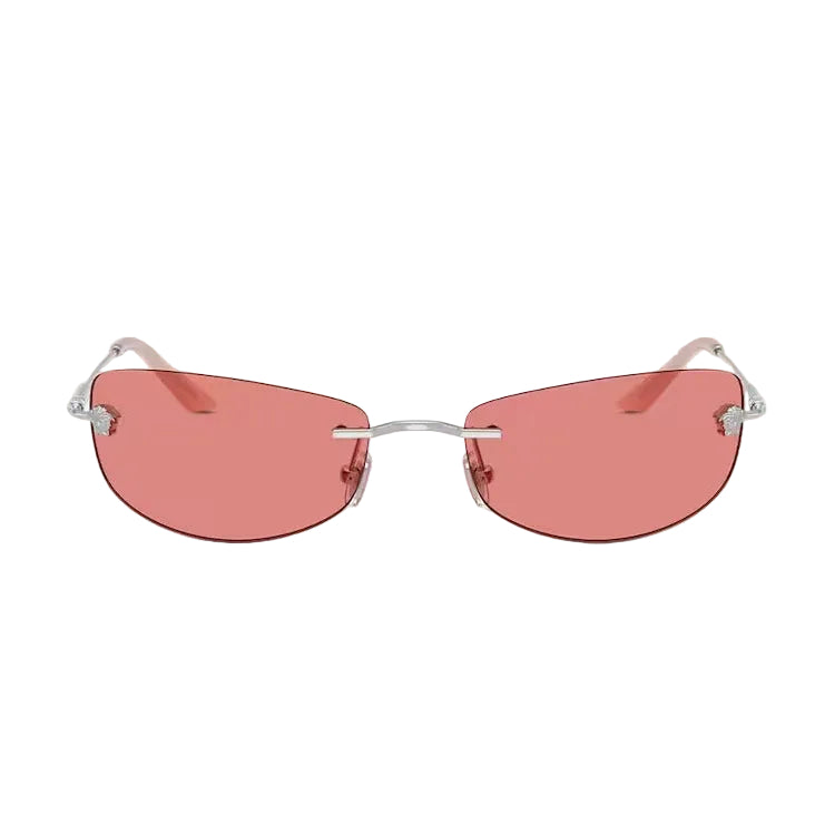 Versace Women Oval Frame Silver Sunglasses