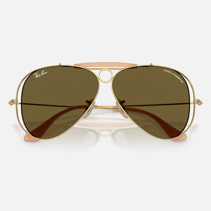 Ray Ban Men Pilot Frame Vintage Gold Sunglasses