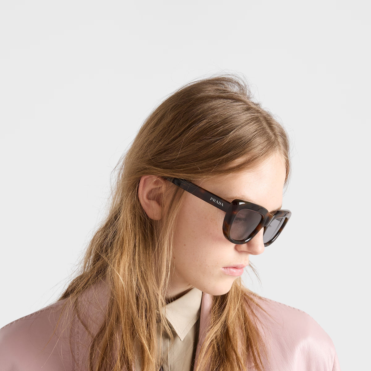 Prada Women Rectangular Frame Brown Tortoiseshell Sunglasses