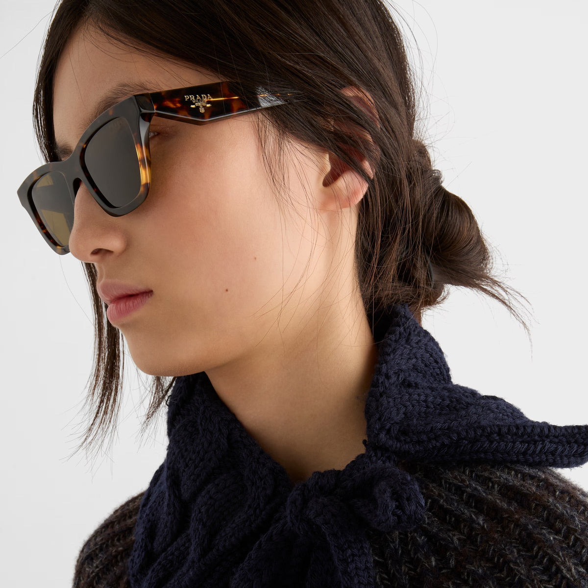 Prada Women Square Frame Brown Sunglasses