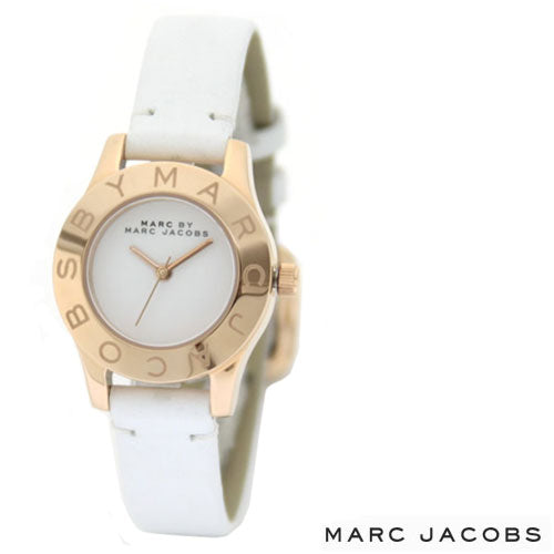 Marc Jacobs Mini Blade White Dial White Leather Strap Watch for Women - MBM1207