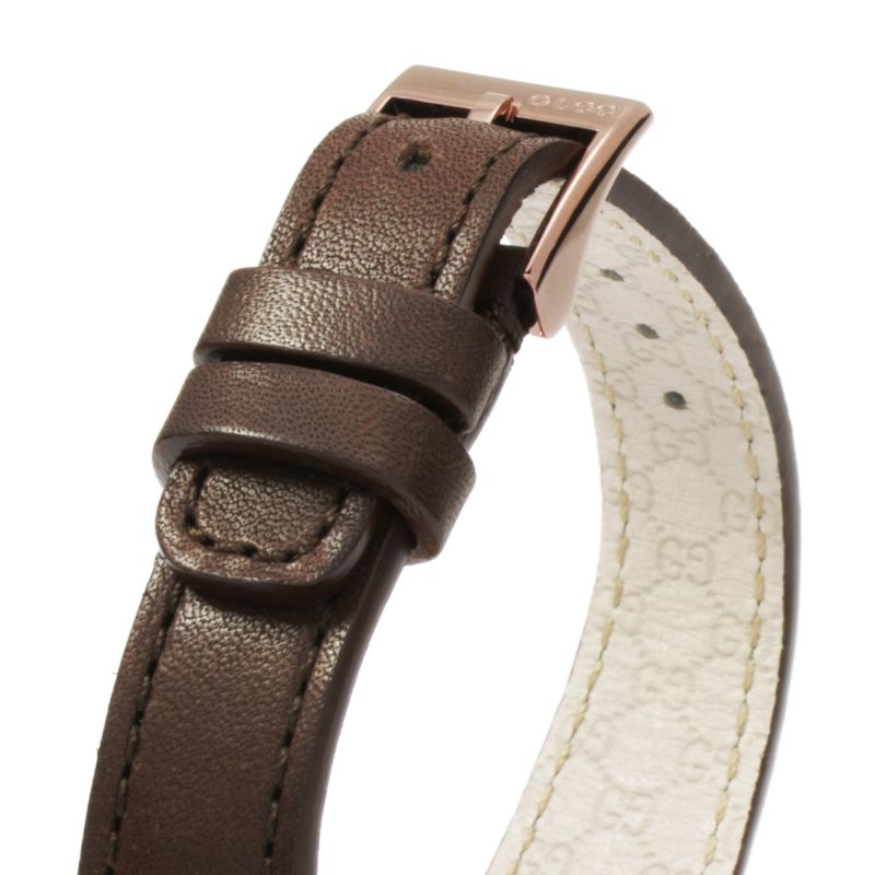 Gucci G Interlocking Brown Dial Brown Leather Strap Watch For Women - YA133504
