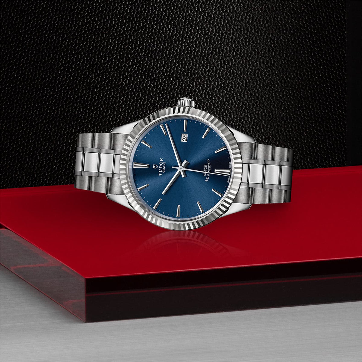 Tudor Style Automatic Blue Dial Silver Steel Strap Watch for Men - M12710-0013