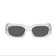 Versace Women Rectangular Frame Crystal Sunglasses