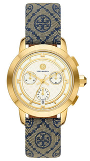 Tory Burch Classic Chronograph White Dial Grey Nylon Strap Watch for Women - TBW1035