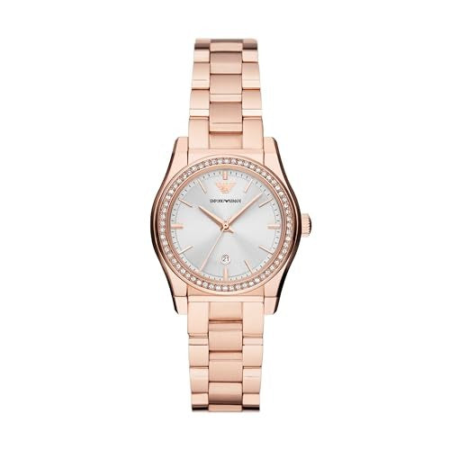 Emporio Armani Federica Analog Mother of Pearl Dial Rose Gold Steel Strap Watch for Women - AR11558