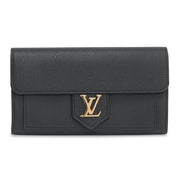 Louis Vuitton Calfskin LockMe Long Wallet - Black
