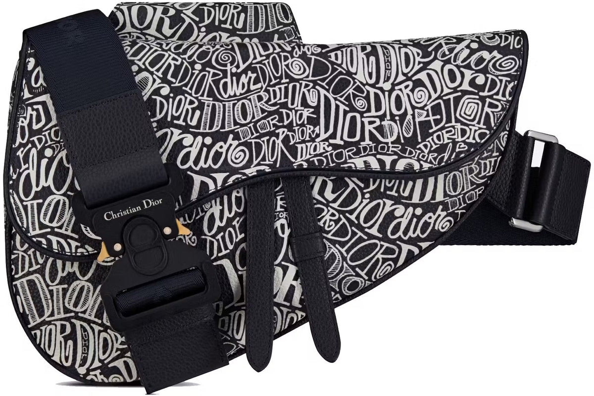 Dior x SHAWN STUSSY Grained Calfskin Saddle Bag - Navy Blue