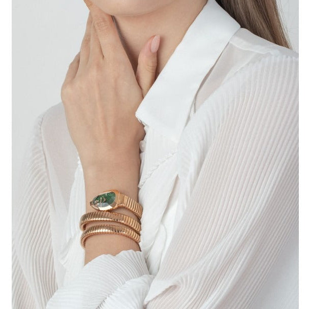 Just Cavalli Glam Evo 9 Green Dial Rose Gold Steel Strap Watch for Women - JC1L224M0055