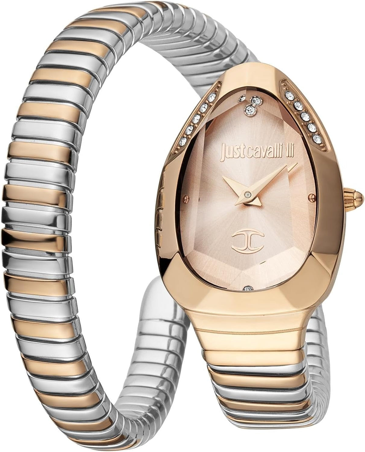 Just Cavalli Serpente Metallica Rose Gold Dial Two Tone Steel Strap Watch for Women - JC1L208M0075