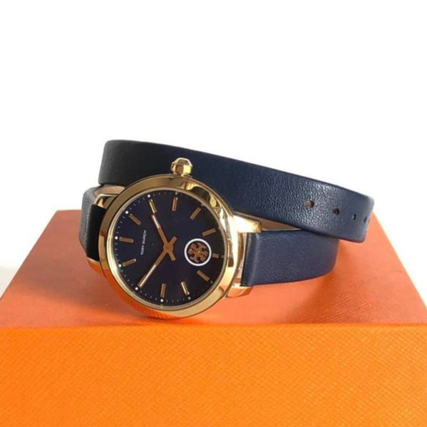 Tory Burch Collins Quartz Blue Dial Blue Leather Strap Watch for Women - TBW1303