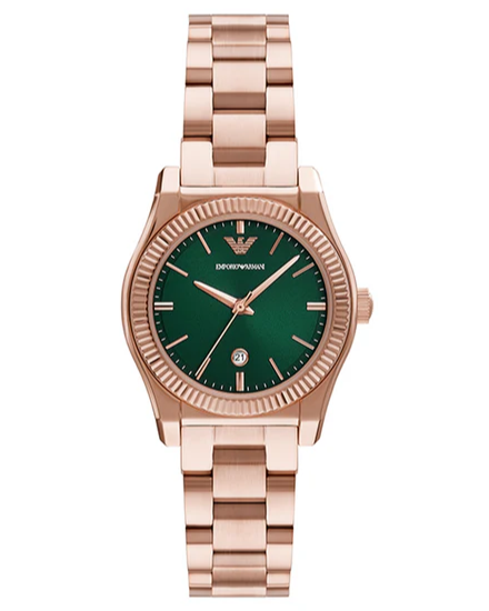 Emporio Armani Federica Analog Green Dial Rose Gold Steel Strap Watch for Women - AR11639