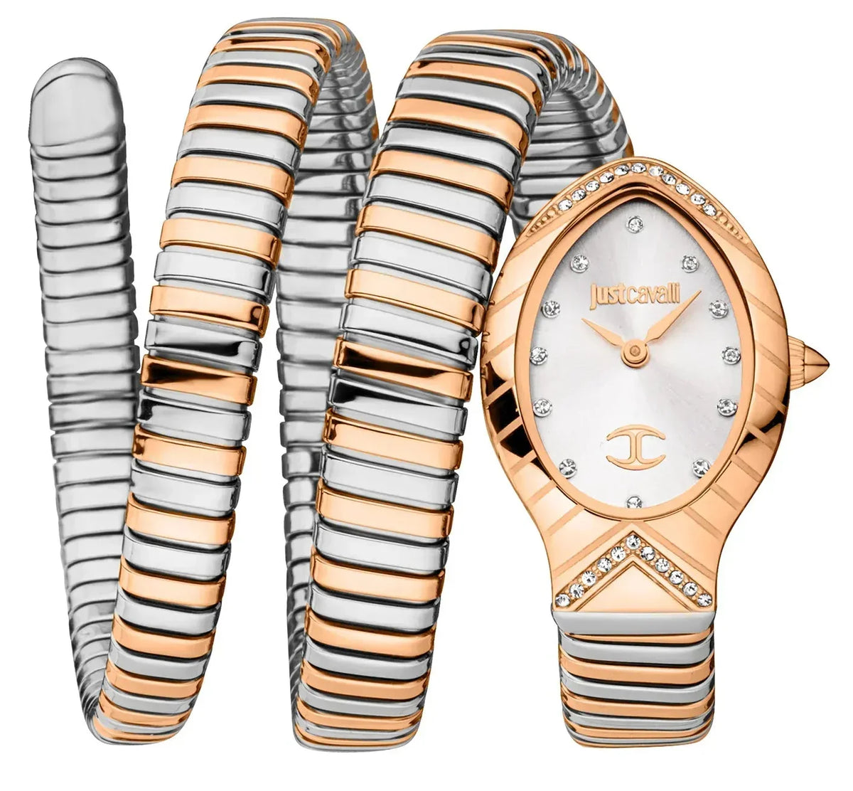 Just Cavalli Classico Lungo White Dial Two Tone Steel Strap Watch for Women - JC1L248M0075