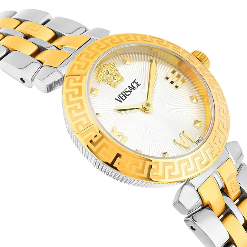 Versace Daphnis White Dial Two Tone Steel Strap Watch for Women - VEOCA0324