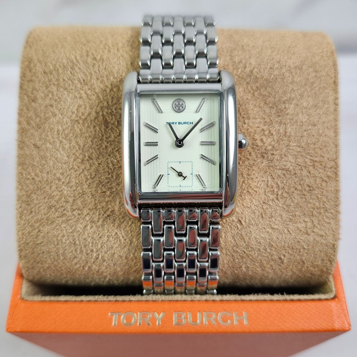 Tory Burch Eleanor White Dial Silver Steel Strap Watch for Women - TBW1069
