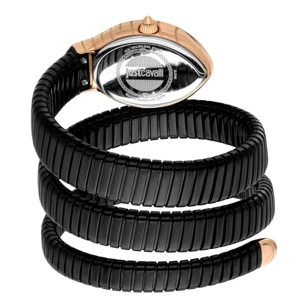 Just Cavalli Classico Lungo Black Dial Black Steel Strap Watch for Women - JC1L248M0085