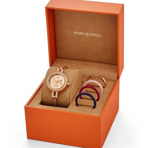 Tory Burch Riva Rose Gold Dial Rose Gold Steel Strap Watch for Women - TBW4037