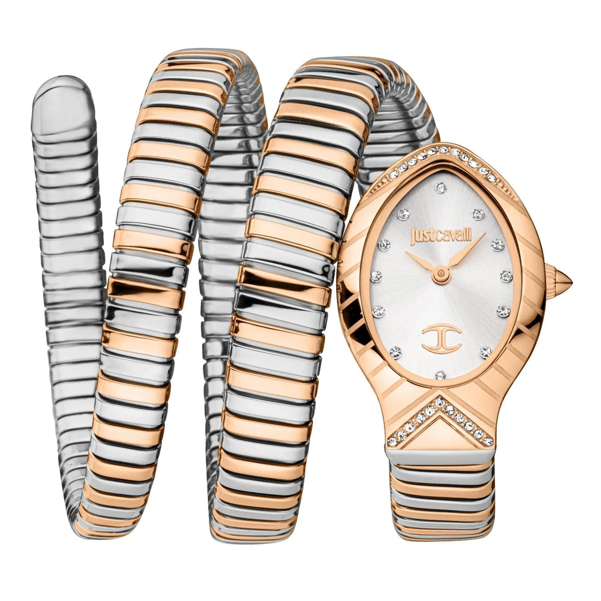 Just Cavalli Classico Lungo White Dial Two Tone Steel Strap Watch for Women - JC1L248M0075