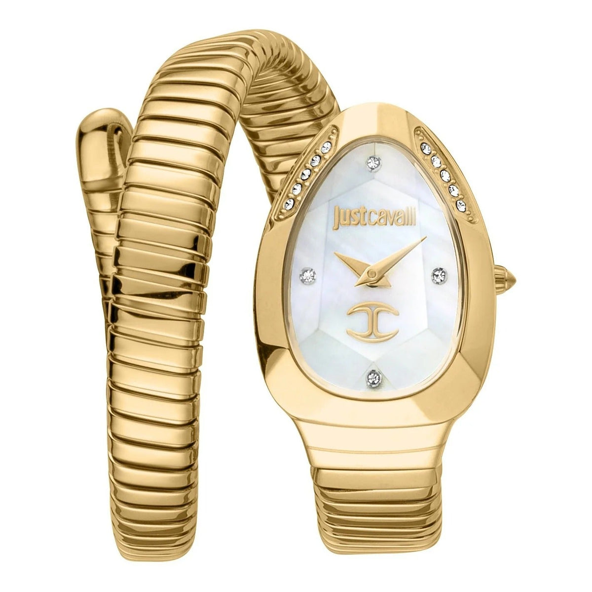 Just Cavalli Glam Evo 4 Mother of Pearl Dial Gold Steel Strap Watch for Women - JC1L229M0025
