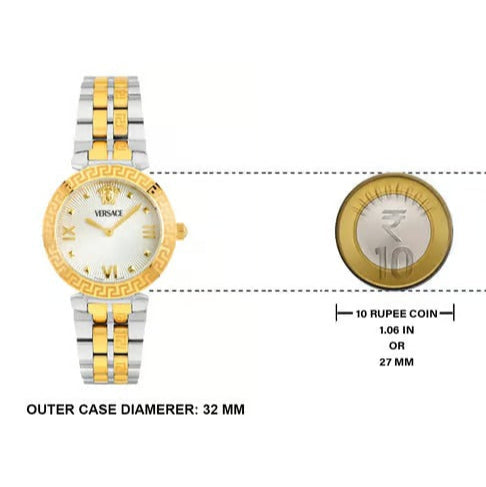 Versace Daphnis White Dial Two Tone Steel Strap Watch for Women - VEOCA0324