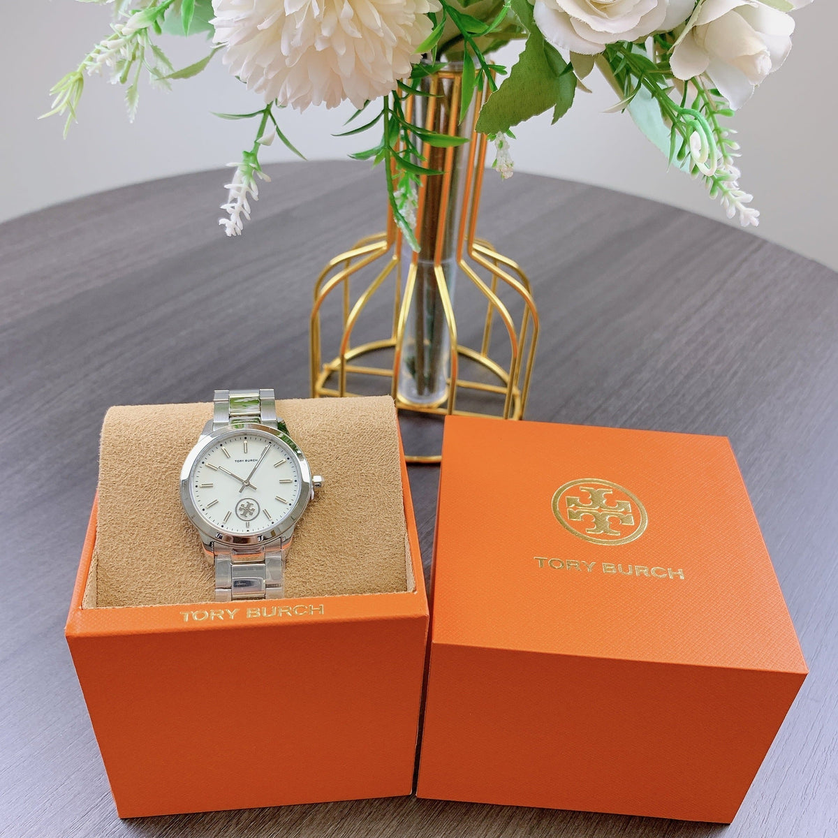 Tory Burch Collins White Dial Silver Steel Strap Watch for Women - TBW1301