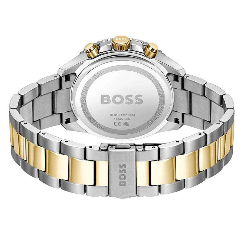 Hugo Boss Runner Chronograph Grey Dial Two Tone Steel Strap Watch for Men - 1514144