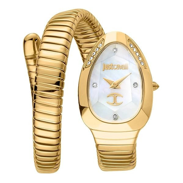 Just Cavalli Glam Evo 4 Mother of Pearl Dial Gold Steel Strap Watch for Women - JC1L229M0025