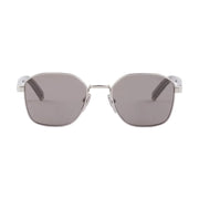 Prada Men Rectangular Frame Shiny Metallic Silver Sunglasses