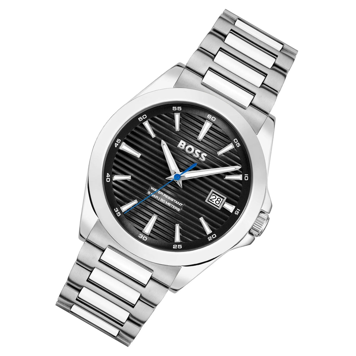 Hugo Boss Strike Black Dial Silver Steel Strap Watch for Men - 1514170