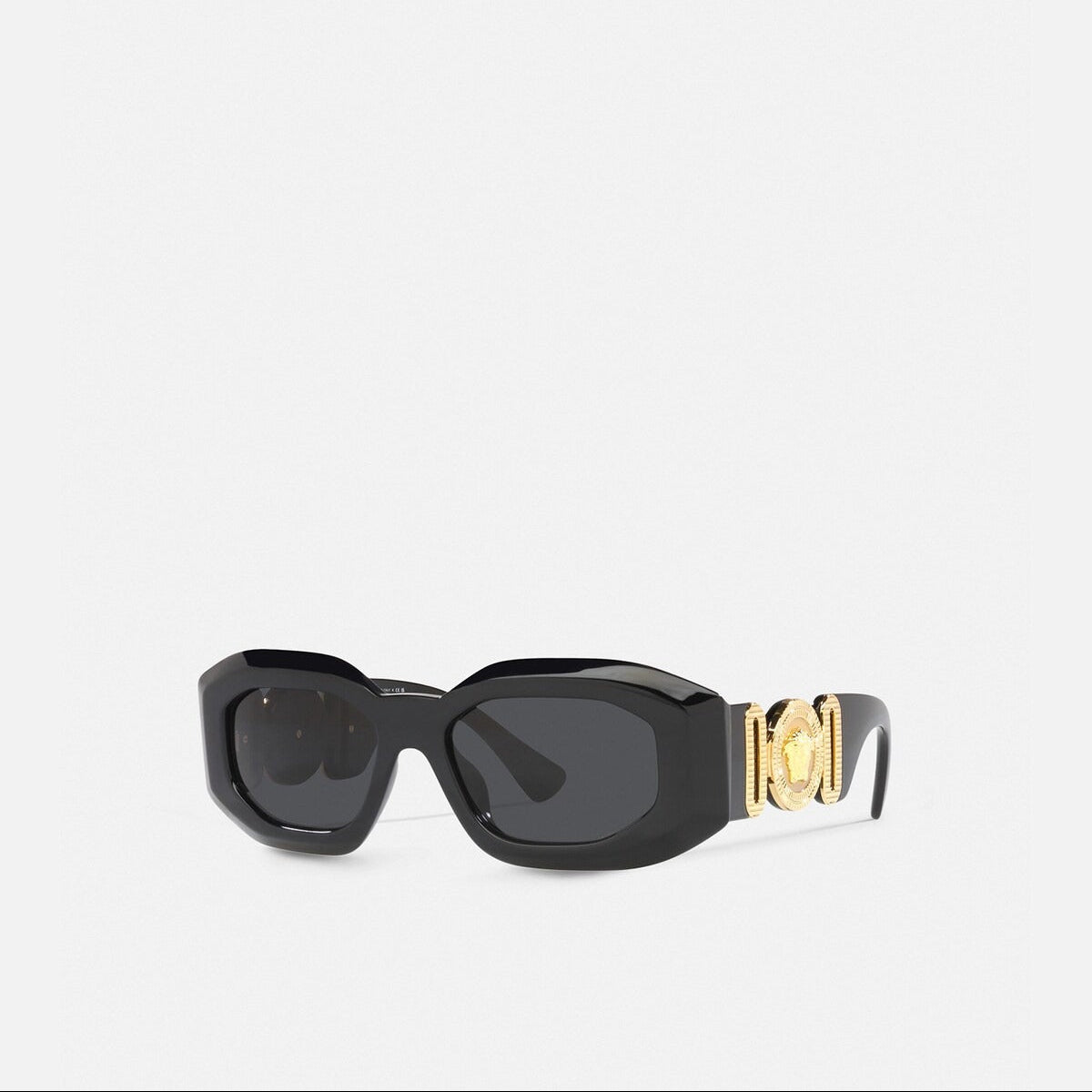 Versace Women Irragular Frame Shiny Deep Black Sunglasses