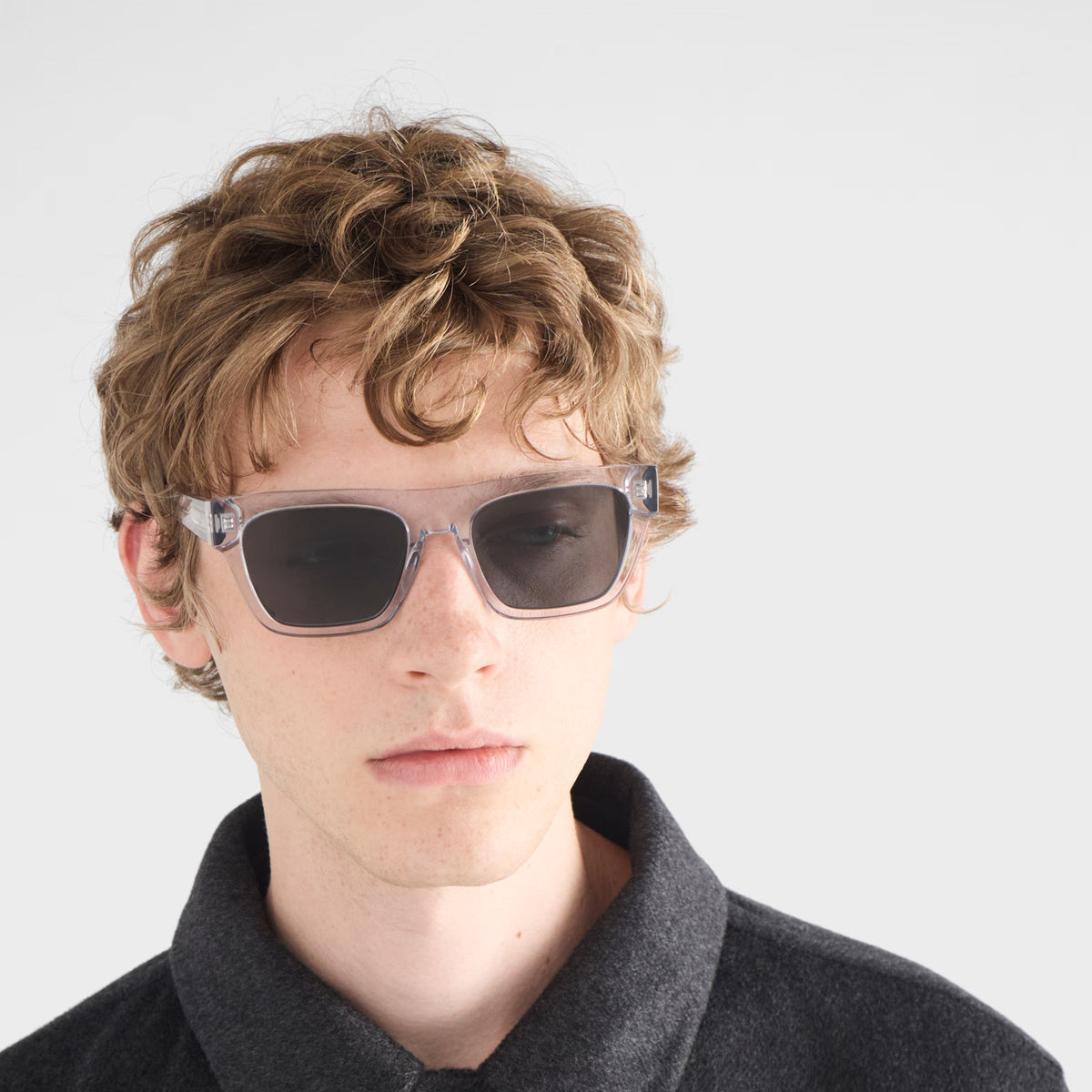Prada Men Square Frame Crystal Sunglasses